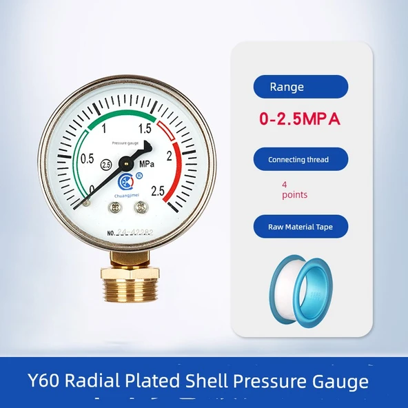 Y60 Radyal Galvanizli Manometre 0-2.5mpa /4 Dakika