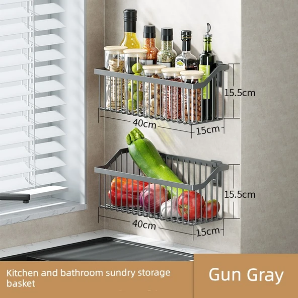 Duvara Monte Metal Banyo Rafı - Füme - Büyük - Kombinasyon