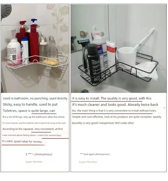 Deliksiz Mutfak Banyo Rafı - Beyaz Üçgen - Güçlü Yapıştırıcı - 2'li Paket - 9