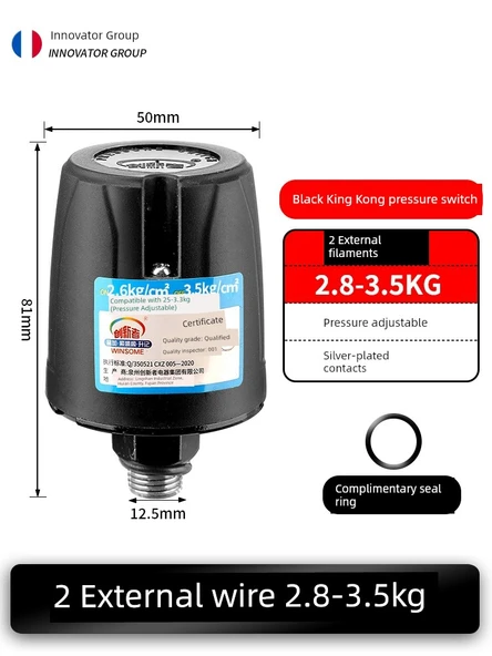 Otomatik Kendinden Emişli Takviye Pompası Su Basınç Şalteri - Siyah King Kong 2.8-3.5kg 2