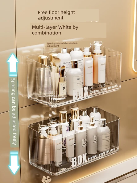 Duvara Monte Banyo Rafı - Uzun 2'li Paket - Gri - 5