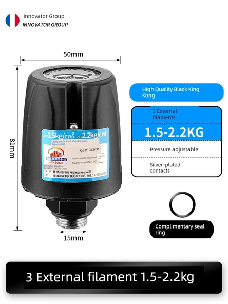 Otomatik Kendinden Emişli Takviye Pompası Su Basınç Şalteri - Siyah King Kong 1.5-2.2kg 3