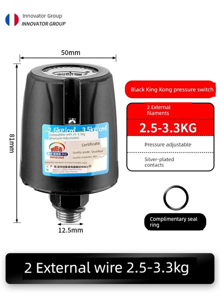 Otomatik Kendinden Emişli Takviye Pompası Su Basınç Şalteri - Siyah King Kong 2.5-3.3kg 2