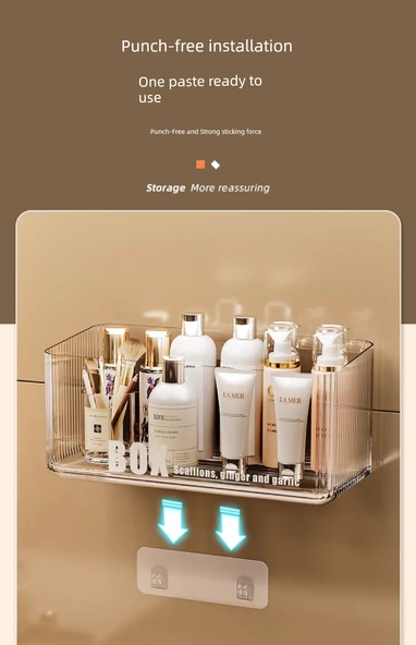 Duvara Monte Banyo Rafı - Uzun 2'li Paket - Gri - 11