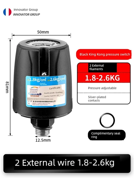 Otomatik Kendinden Emişli Takviye Pompası Su Basınç Şalteri - Siyah King Kong 1.8-2.6kg 2