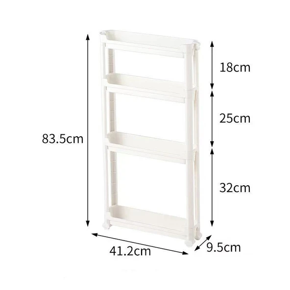 Ultra İnce Banyo Dolabı - L16-9.5 Dört Katlı Dar Dolap 83.5 cm Yükseklik