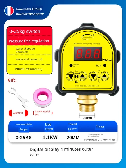 Dijital Ekranlı Basınç Şalteri - 4 Dakika Harici Kablo 0-25kg Yüksek Voltaj