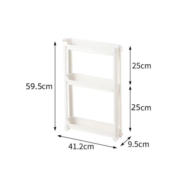 Ultra İnce Banyo Dolabı - U53-9.5 Üç Katlı Dar Dolap 59.5 cm Yükseklik