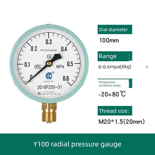Y100 Basınç Ölçer - [0-0.6mpa] 6kg
