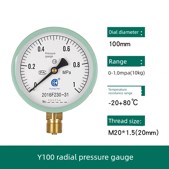 Y100 Basınç Ölçer - [0-1.0mpa] 10kg