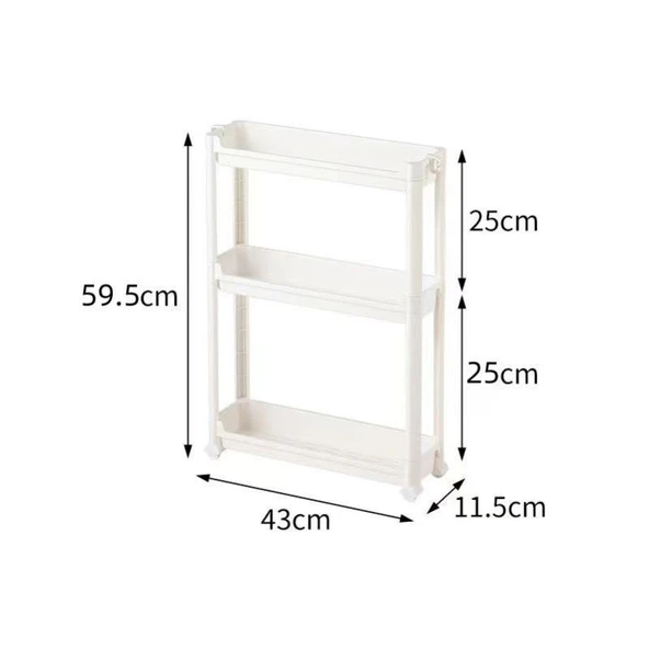 Ultra İnce Banyo Dolabı - T36-11.5 Üç Katlı Dar Dolap 59.5 cm Yükseklik