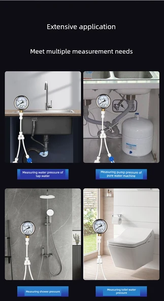 Su Basıncı Ölçüm Test Kiti - Direkt 0-1.6 Standart 4 Nokta Dış Dişli - 8