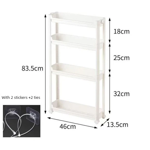 Ultra İnce Banyo Dolabı - C21-13.5 Dört Katlı Dar Dolap 83.5 cm Yükseklik +2 Etiket +2 Bağ