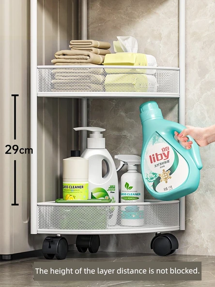 Banyo Üçgen Köşe Rafı - Zemin Beyaz - İki Katlı - 3
