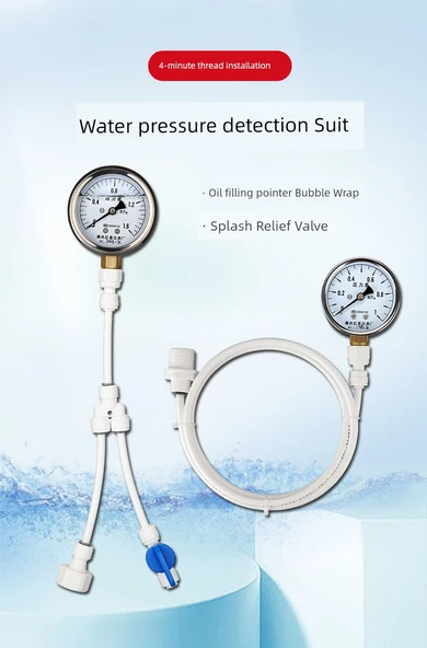 Su Basıncı Ölçüm Test Kiti - Direkt 0-1.6 Standart 4 Nokta Dış Dişli - 7