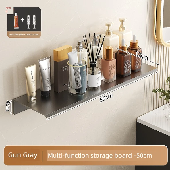 Banyo Rafı - Deliksiz Düz Model - Füme - 50cm