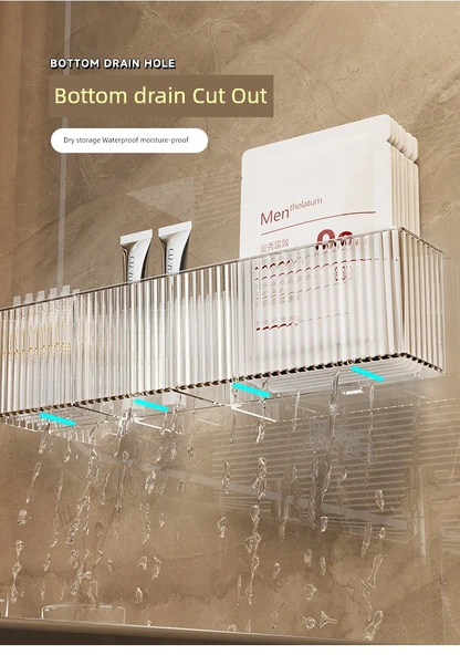 Akrilik Banyo Rafı - Duvara Monte - 2 Adet + İz Bırakmayan Yapıştırıcı - 11