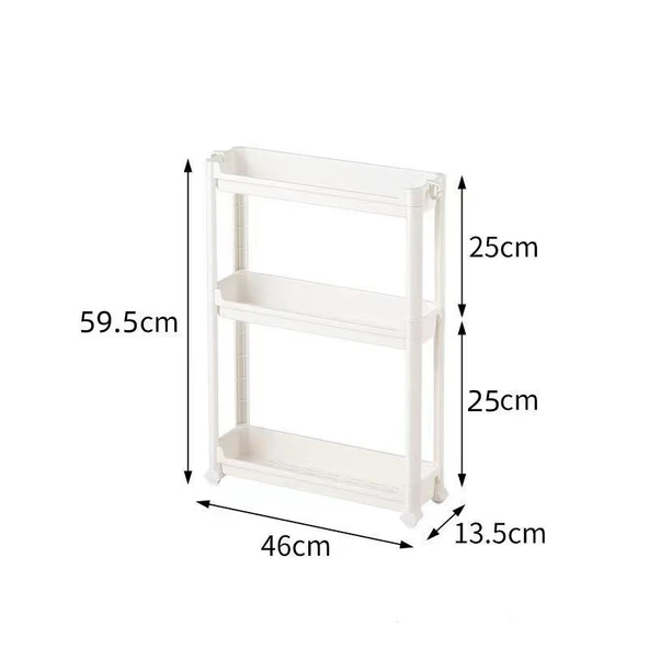 Ultra İnce Banyo Dolabı - N86-13.5 Üç Katlı Dar Dolap 59.5 cm Yükseklik