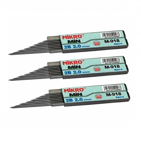 Kalem Ucu 2.0mm 2B Mikro 2B Kalem Ucu 2mm Siyah 3 Adet - 2