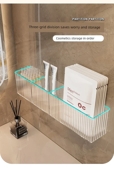 Akrilik Banyo Rafı - Duvara Monte - 2 Adet + İz Bırakmayan Yapıştırıcı - 9