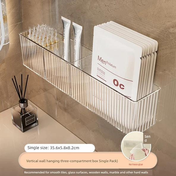 Akrilik Banyo Rafı - Duvara Monte - 1 Adet + İz Bırakmayan Yapıştırıcı