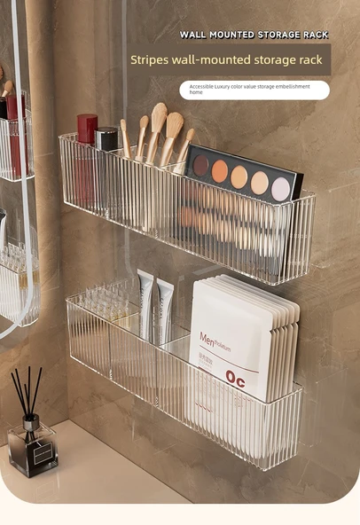 Akrilik Banyo Rafı - Duvara Monte - 2 Adet + İz Bırakmayan Yapıştırıcı - 7