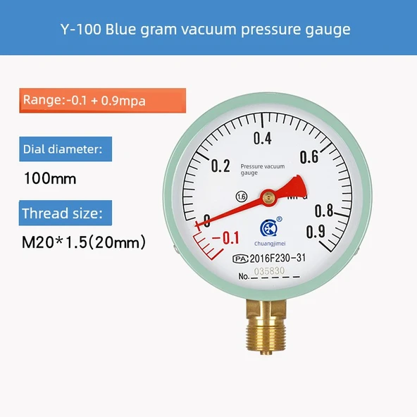 Y100 Radyal Basınç Ölçer - Vakum Basınç Ölçer -0.1 + 0.9mpa