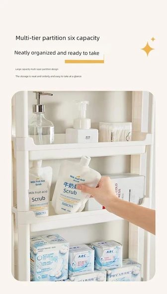 Ultra İnce Banyo Dolabı - H18-13.5 Dört Katlı Dar Dolap 83.5 cm Yükseklik - 10