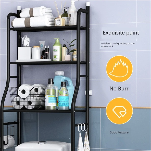 Deliksiz Banyo Tuvalet Rafı - Paslanmaz Çelik - 3 Katlı - 4