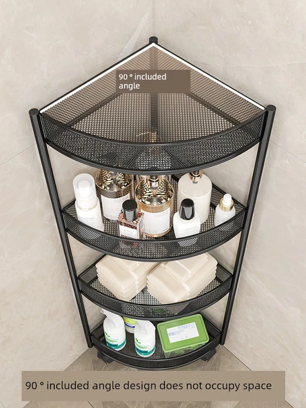 Banyo Üçgen Köşe Rafı - Zemin Beyaz - İki Katlı - 5
