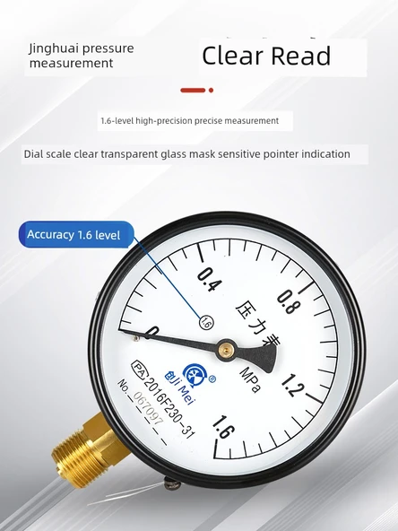 Y100 Radyal Basınç Ölçer - Vakum Basınç Ölçer -0.1 + 0.9mpa - 3