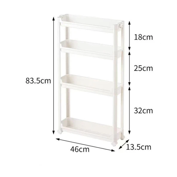 Ultra İnce Banyo Dolabı - H18-13.5 Dört Katlı Dar Dolap 83.5 cm Yükseklik