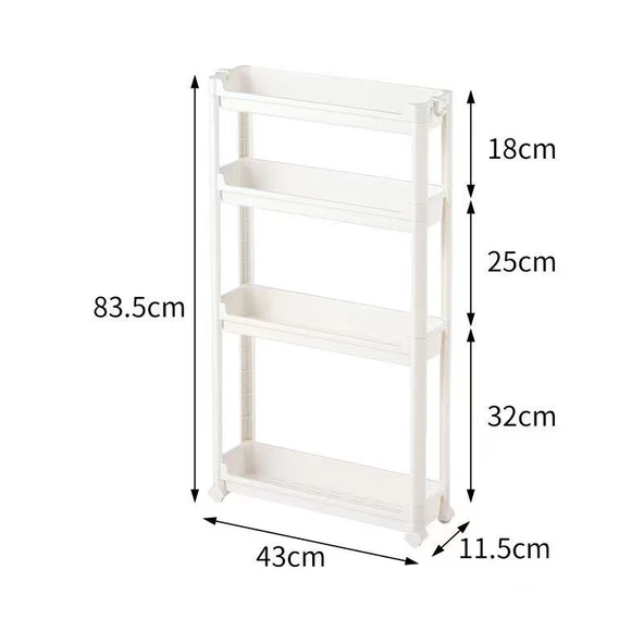 Ultra İnce Banyo Dolabı - Q24-11.5 Dört Katlı Dar Dolap 83.5 cm Yükseklik