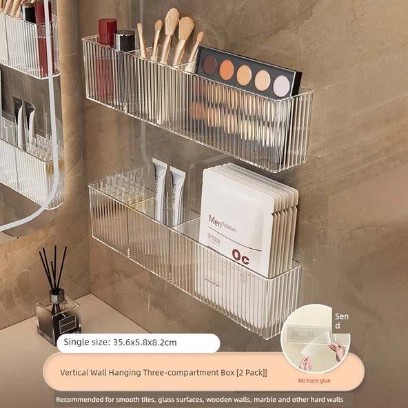Akrilik Banyo Rafı - Duvara Monte - 2 Adet + İz Bırakmayan Yapıştırıcı