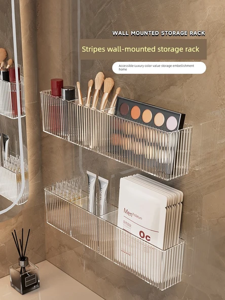 Akrilik Banyo Rafı - Duvara Monte - 2 Adet + İz Bırakmayan Yapıştırıcı - 2