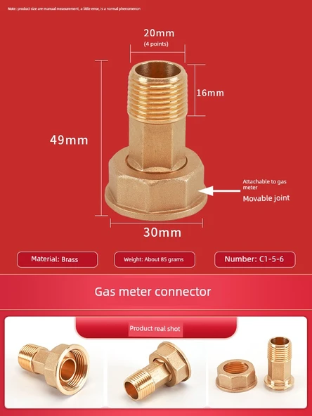 Doğalgaz Bağlantı Dirseği - M30 Hareketli Bağlantı * 4 Dış Diş Direkt (Bakır Doğal Renk)