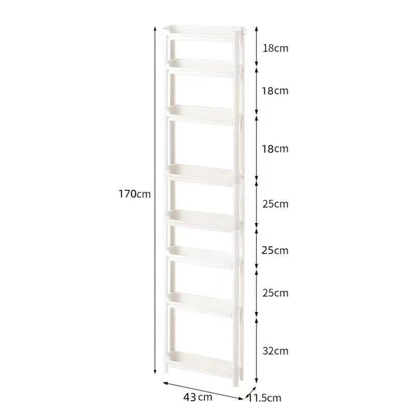 Ultra İnce Banyo Dolabı - E20-11.5 Sekiz Katlı Dar Dolap 170 cm Yükseklik