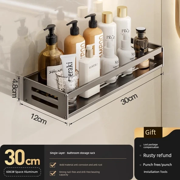 Alüminyum Banyo Rafı - 30cm - Tek Katmanlı