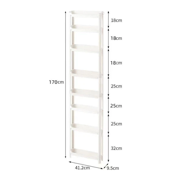 Ultra İnce Banyo Dolabı - T69-9.5 Sekiz Katlı Dar Dolap 170 cm Yükseklik