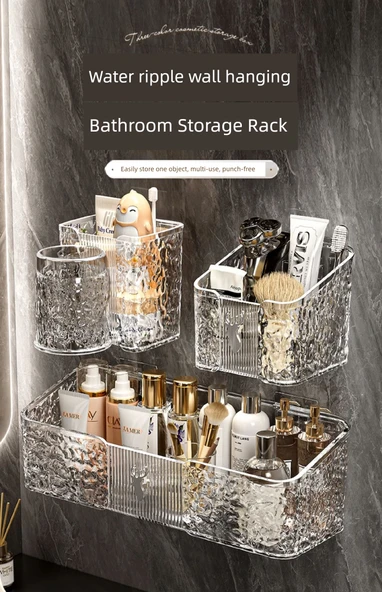 Deliksiz Banyo Rafı - Büyük-Şeffaf Siyah - 6
