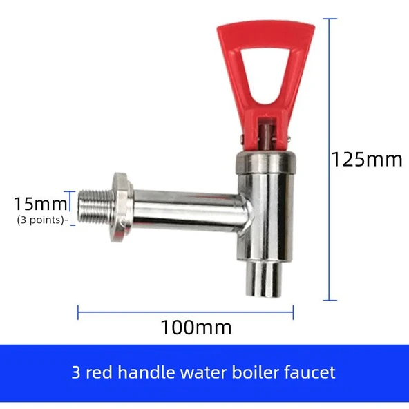 Su Isıtıcı Kazan Musluğu - 3 Kırmızı Saplı (Model 1)