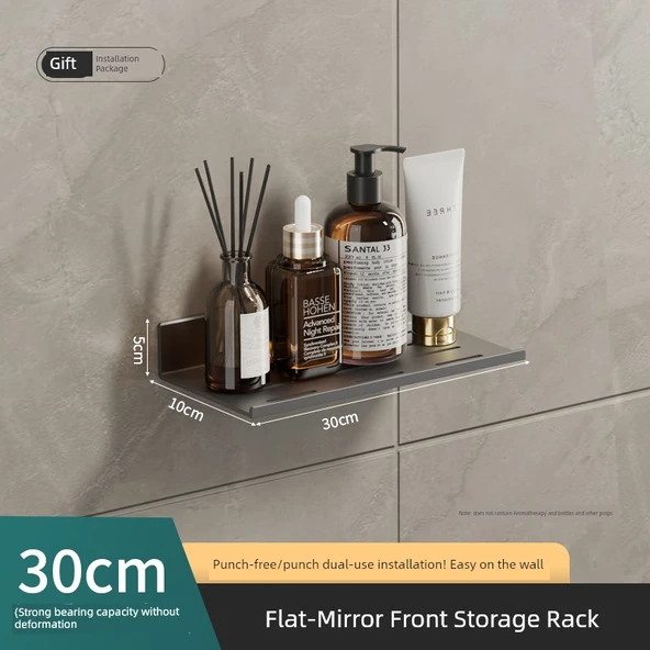 Banyo Rafı - Delikli Model - Füme - 30cm