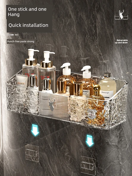Deliksiz Banyo Rafı - Büyük-Şeffaf Siyah - 3