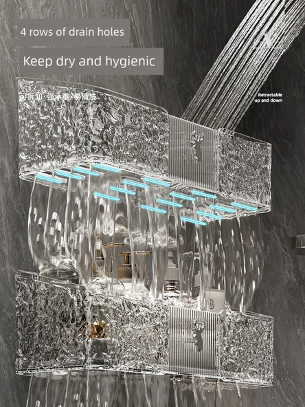 Deliksiz Banyo Rafı - Büyük-Şeffaf Siyah - 5