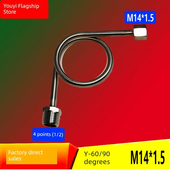 201 Paslanmaz Basınç Ölçer Tampon Tüpü - M14 * 1.5 - 4 Çıkış - 90 Derece