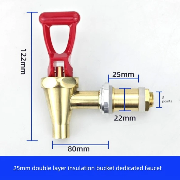 Su Kazanı Musluğu - Lüks Çift Katmanlı Kaynatma Kovası Özel 25mm