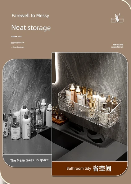 Deliksiz Banyo Rafı - Büyük-Şeffaf Siyah - 8