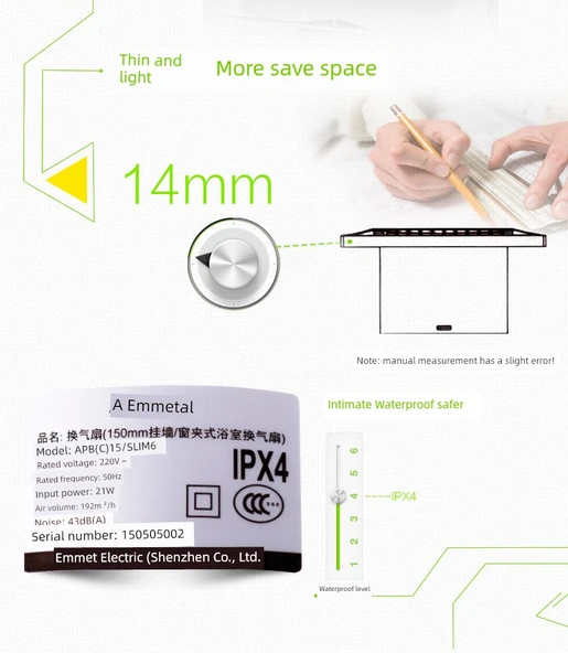 SLIM6 Banyo Havalandırma Fanı - 152mm Açıklık - 6