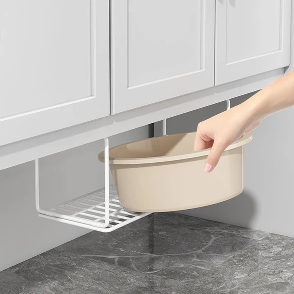 Lavabo Altı Demir Banyo Rafı - Siyah - Büyük Boy - 2'li Paket - 6