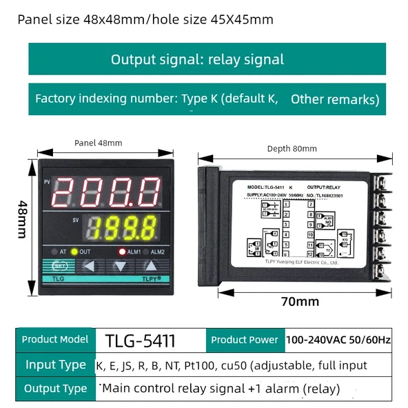 Dijital Akıllı Sıcaklık Kontrol Cihazı 48x48 Röle Çıkışlı Ayarlanabilir
